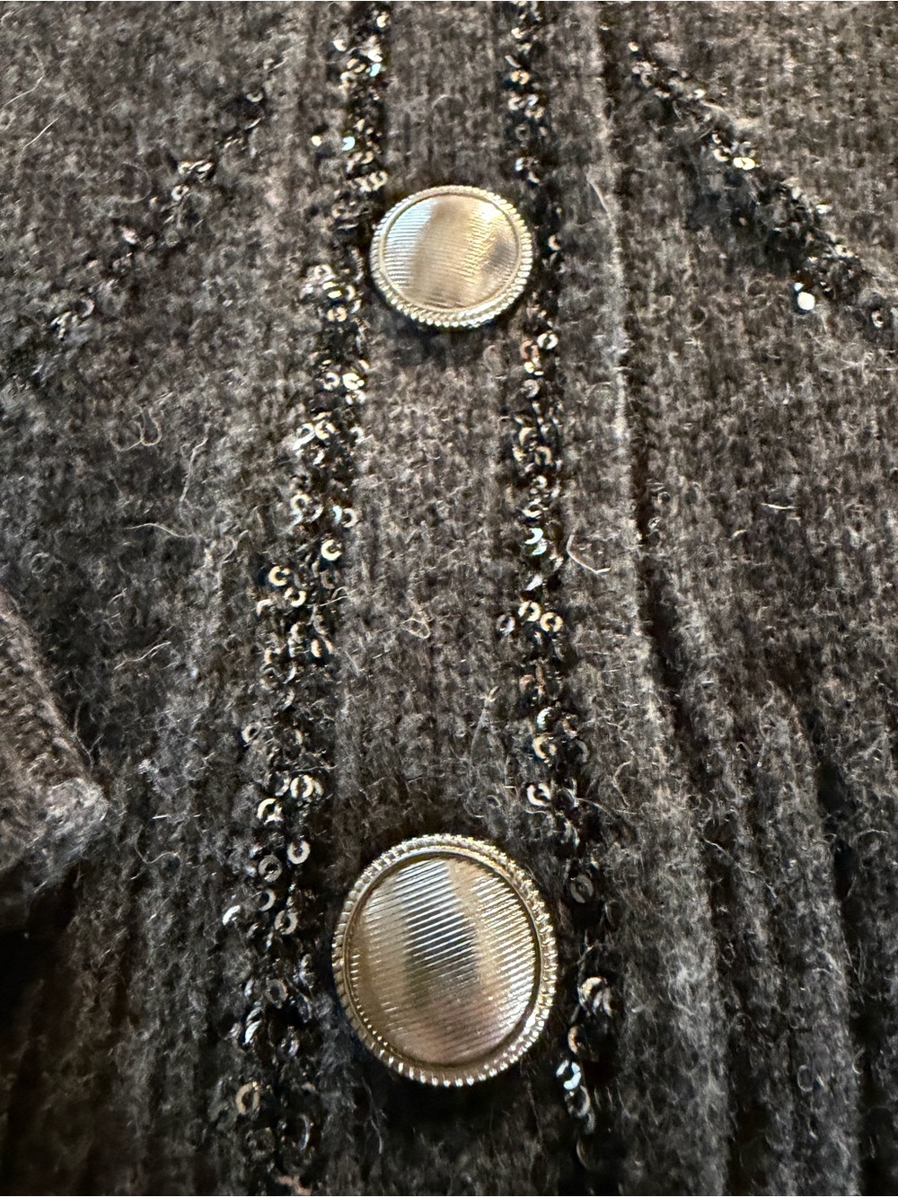 Christian Lacroix Wool V-Neck Boxy Sweater Cardigan with Embellishments. size S - Picture 8 of 11